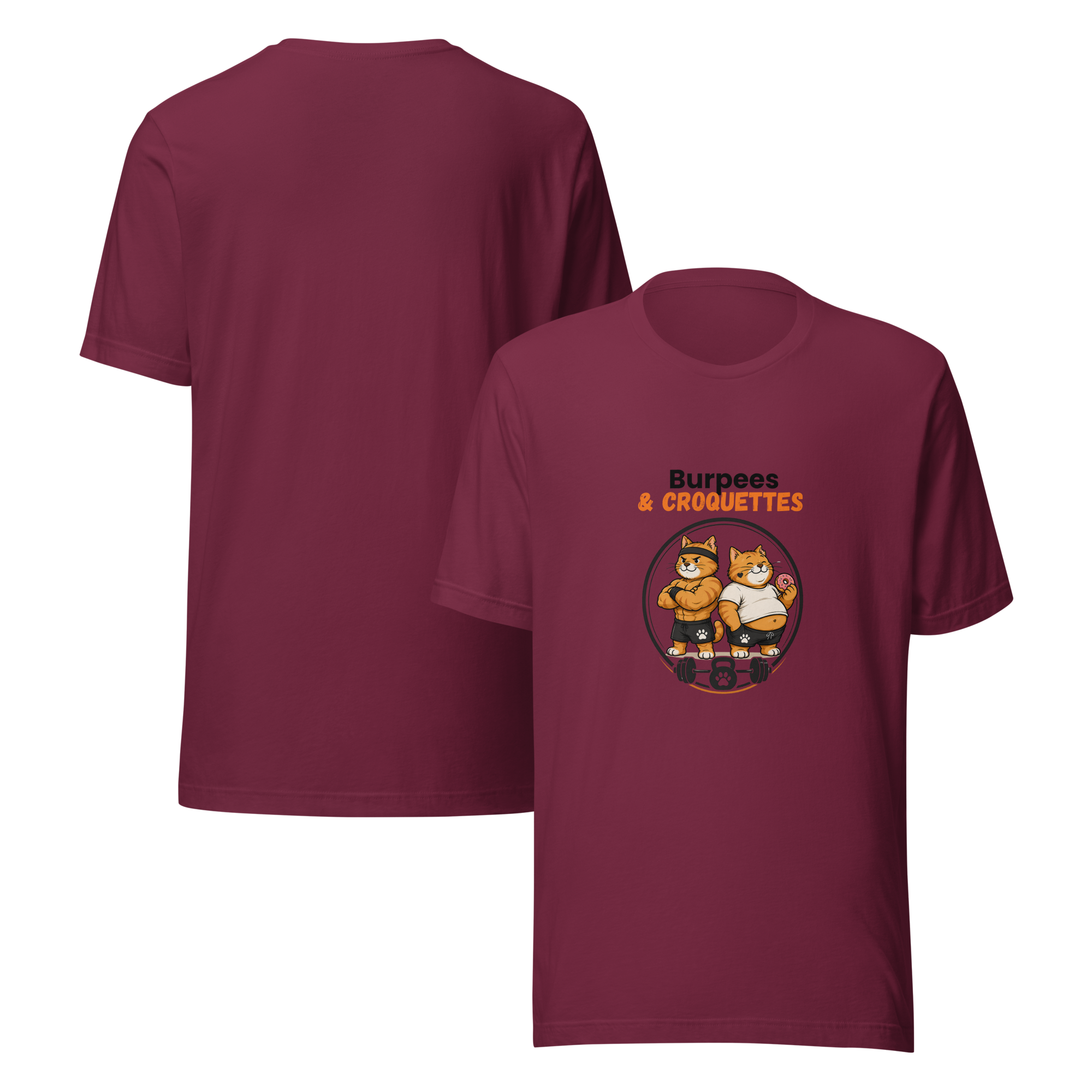 T-shirt mixte bordeaux burpees et croquettes