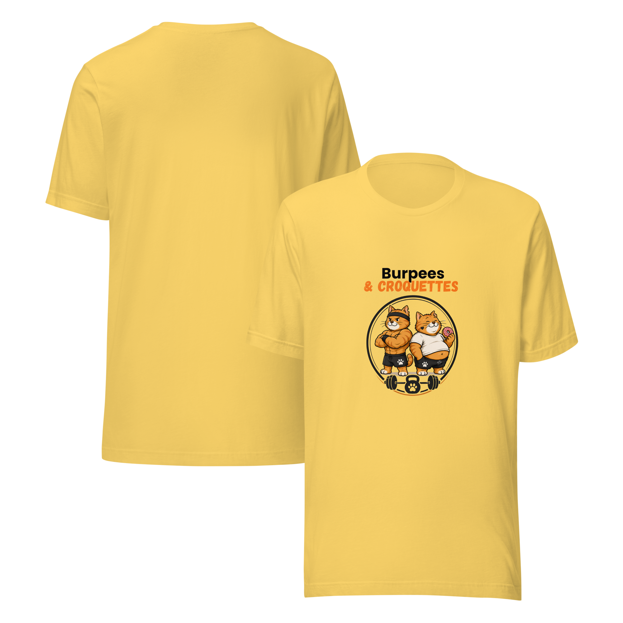 T-shirt mixte jaune burpees et croquettes
