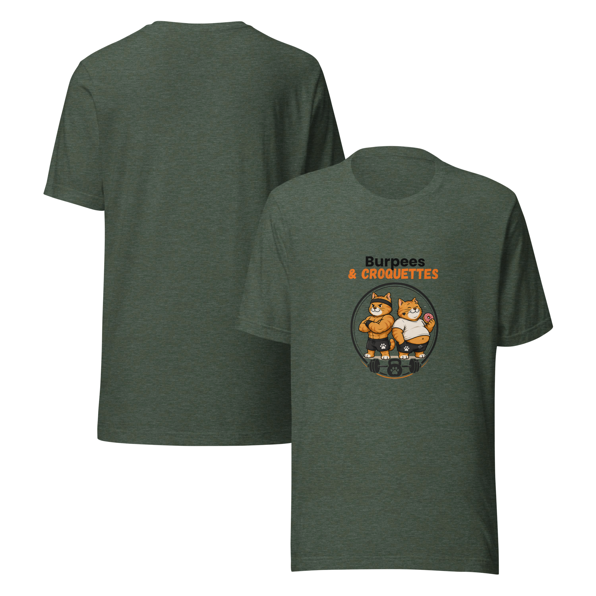 T-shirt mixte vert burpees et croquettes