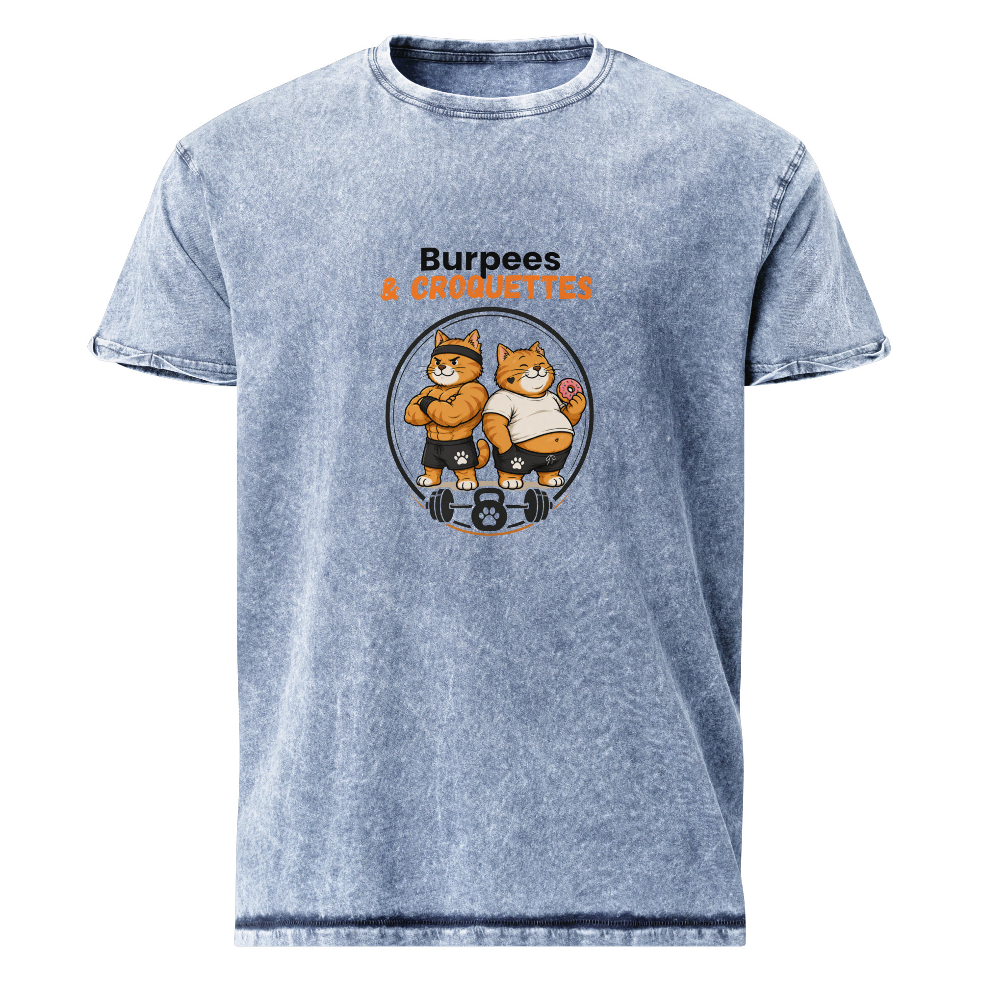 t-shirt homme effet délavé bleu burpees et croquettes