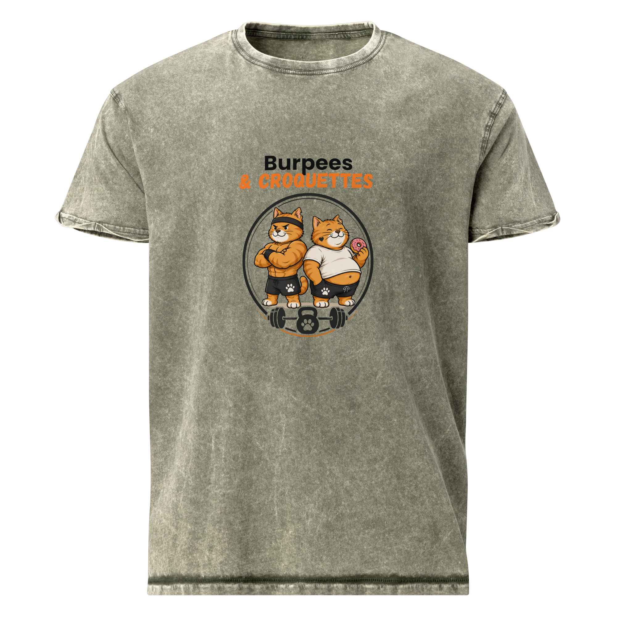 t-shirt homme effet délavé vert burpees et croquettes
