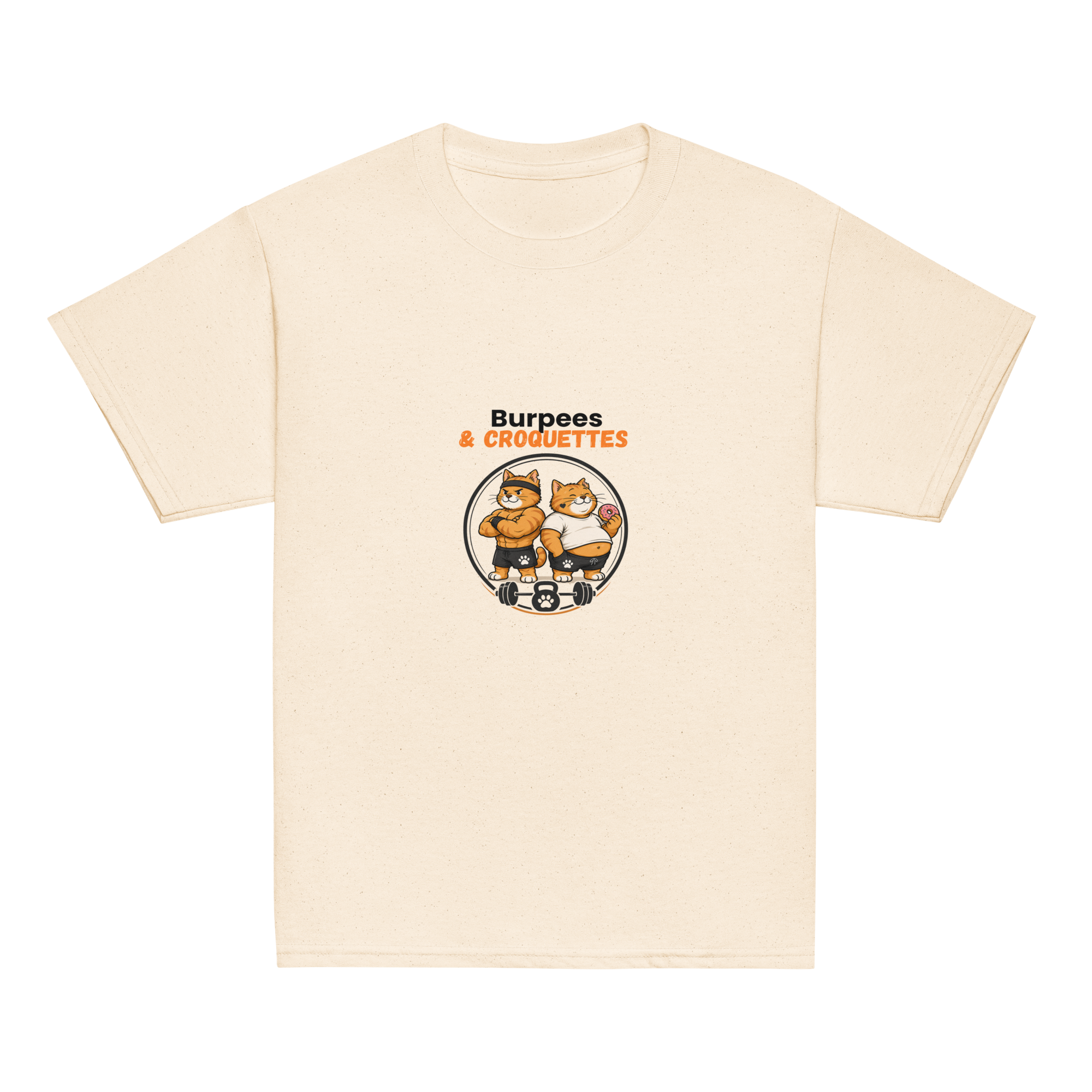 t-shirt sport enfant mixte beige burpees et croquettes