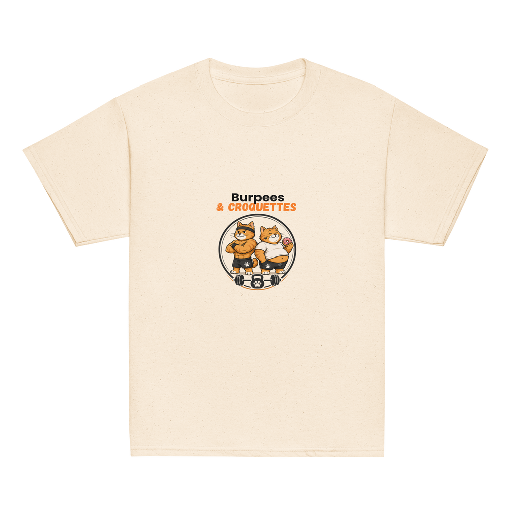 t-shirt sport enfant mixte beige burpees et croquettes