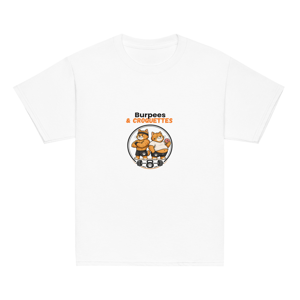 t-shirt sport enfant mixte blanc burpees et croquettes