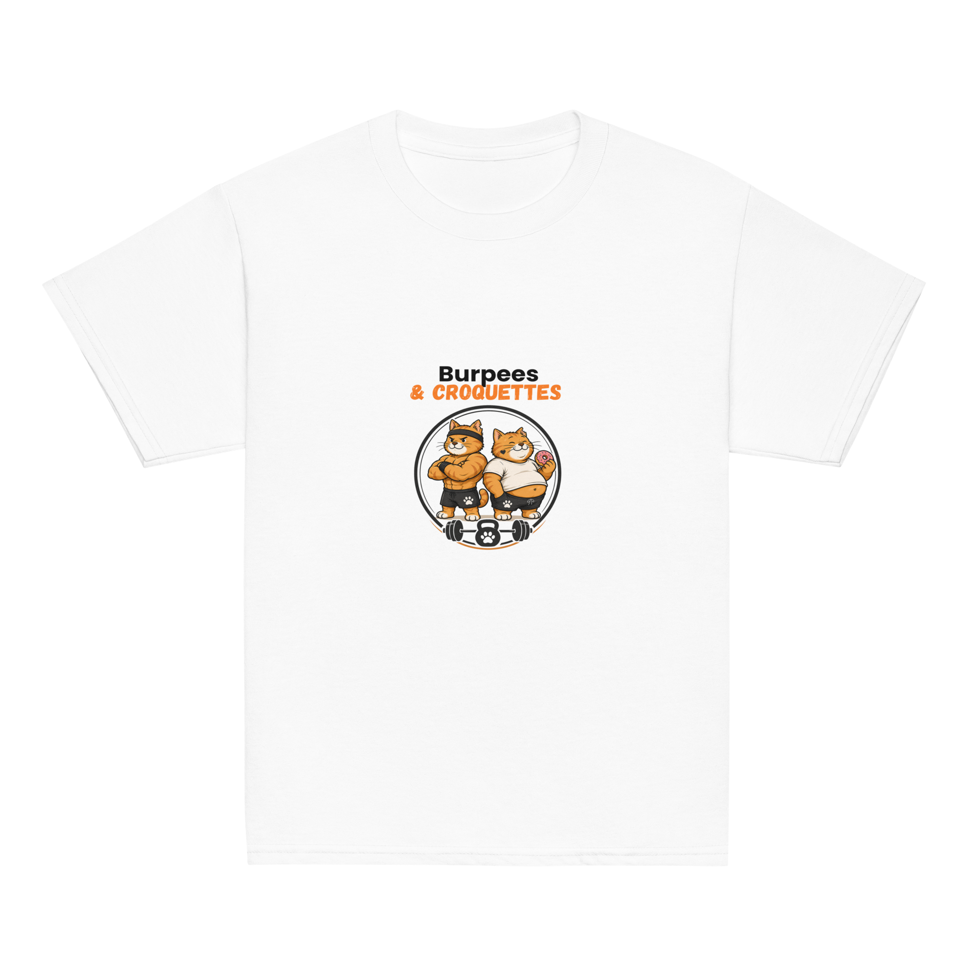 t-shirt sport enfant mixte blanc burpees et croquettes