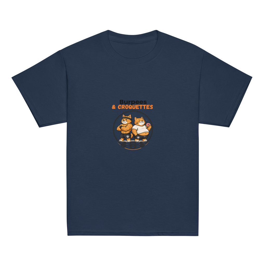 t-shirt sport enfant mixte bleu burpees et croquettes