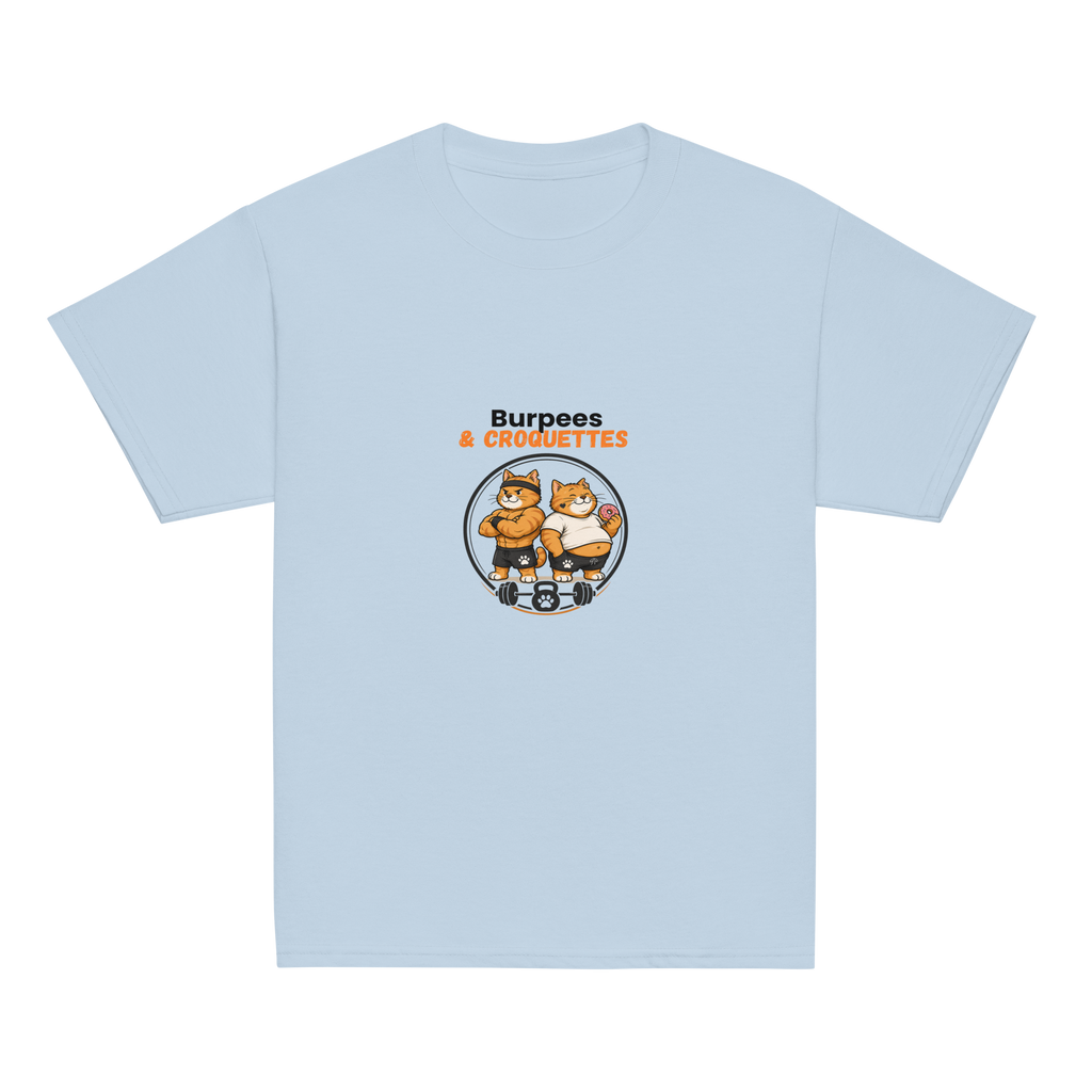 t-shirt sport enfant mixte bleu ciel burpees et croquettes