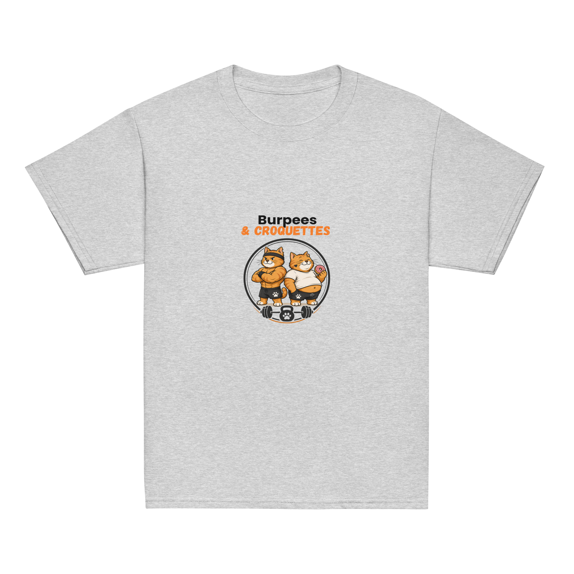 t-shirt sport enfant mixte gris chiné burpees et croquettes