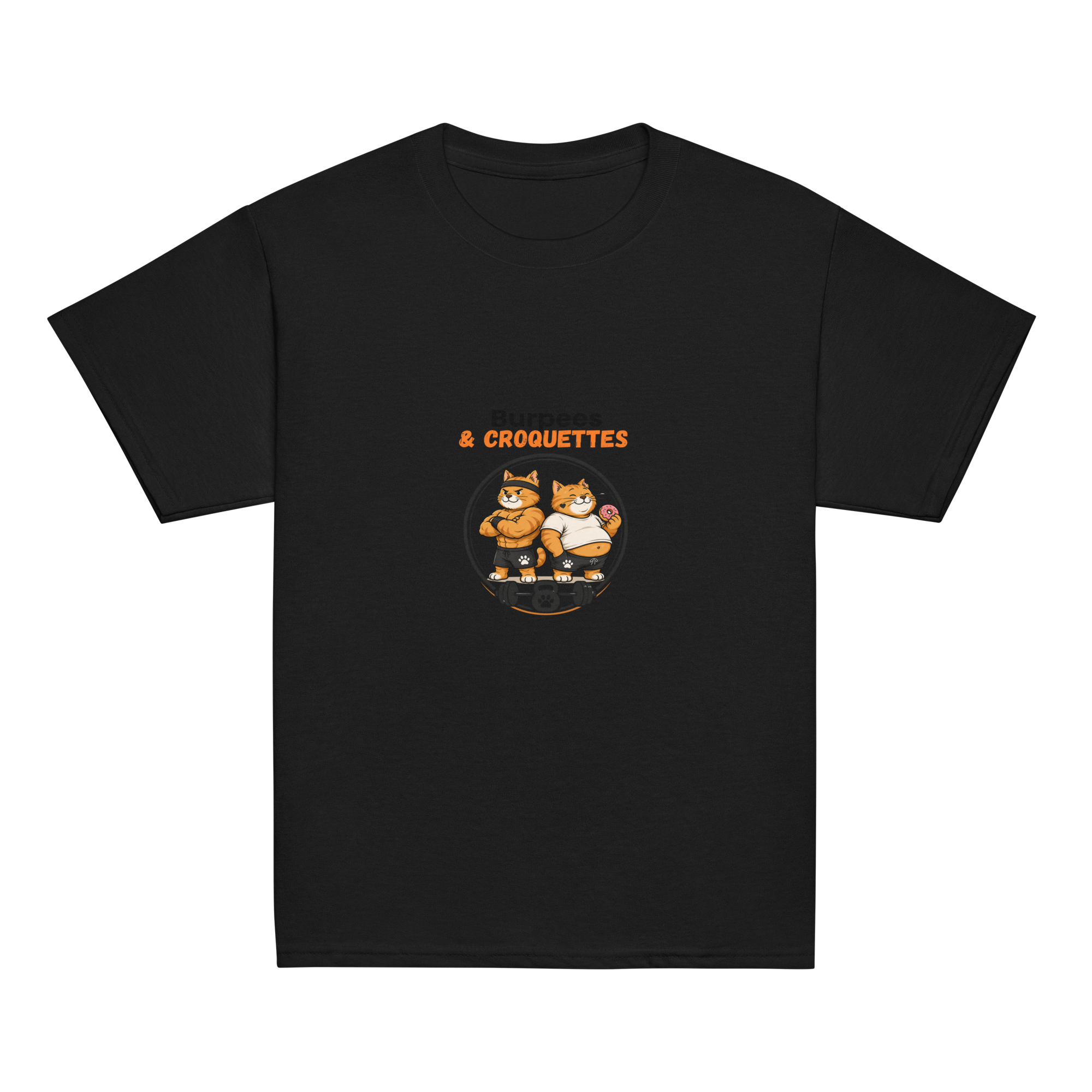 t-shirt sport enfant mixte noir burpees et croquettes