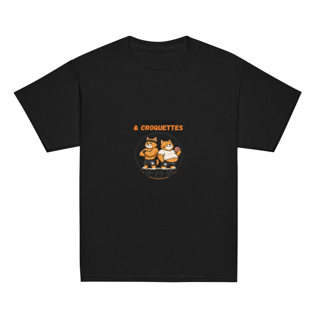 t-shirt sport enfant mixte noir burpees et croquettes