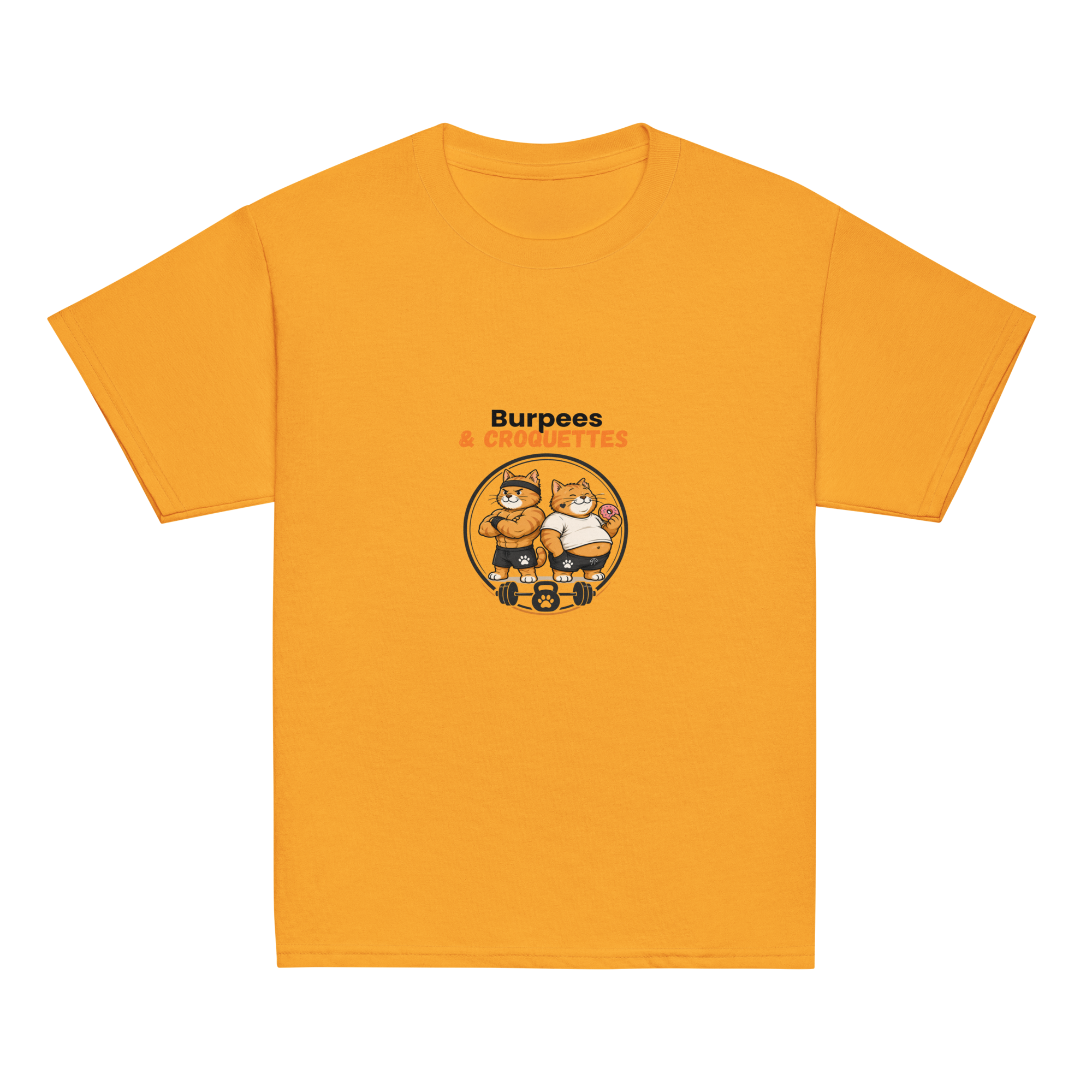t-shirt sport enfant mixte orange burpees et croquettes