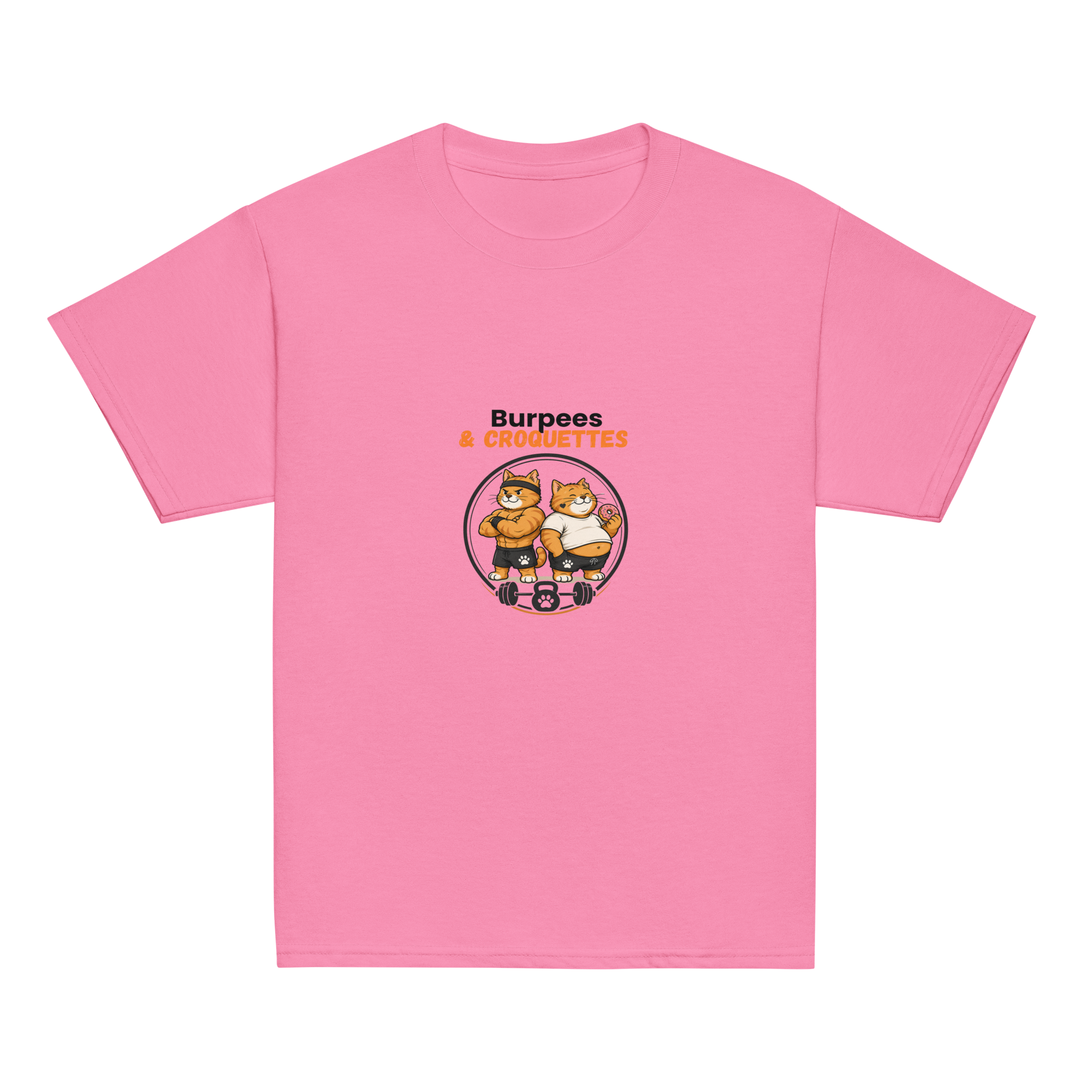 t-shirt sport enfant mixte rose burpees et croquettes