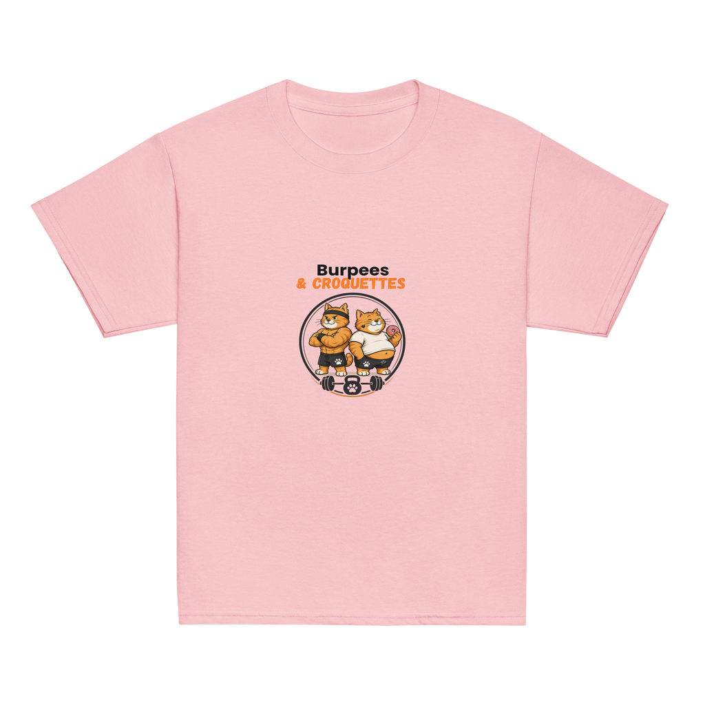 t-shirt sport enfant mixte rose clair burpees et croquettes