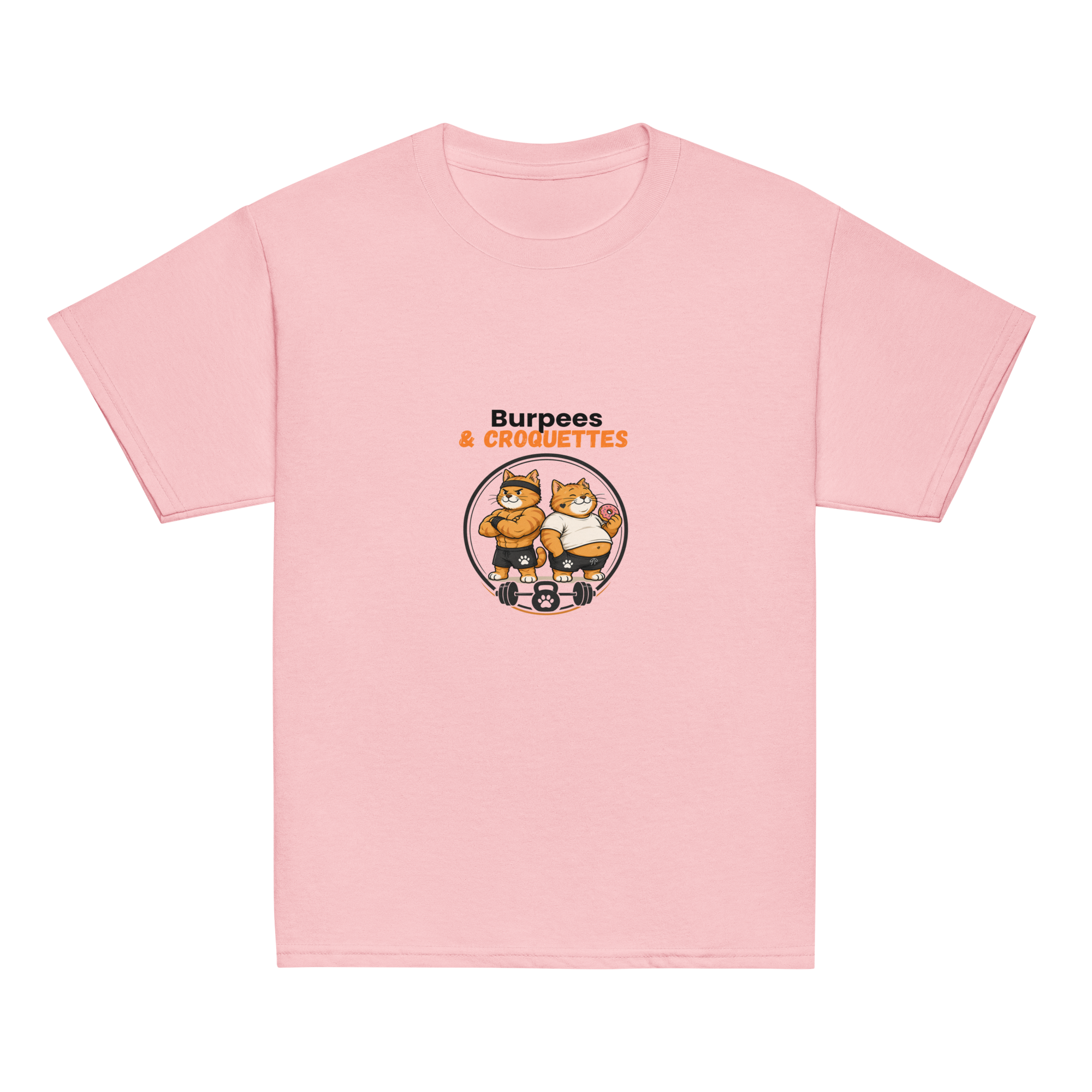 t-shirt sport enfant mixte rose clair burpees et croquettes