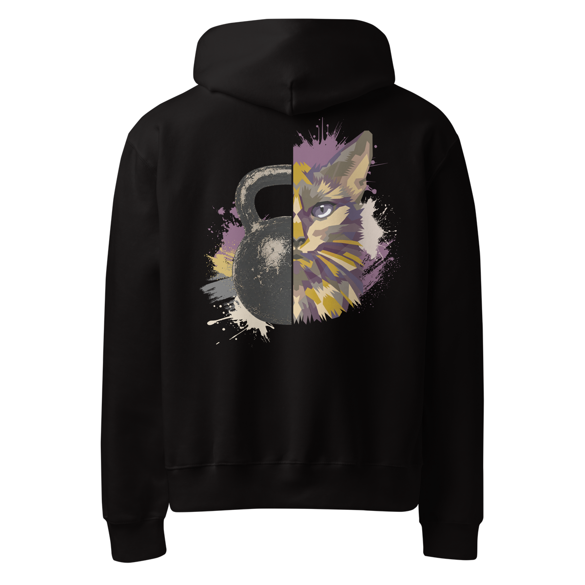 Sweat Hoodie noir Kettle cat